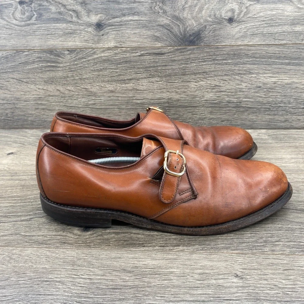 Allen Edmonds Standish Monk Strap Shoes Mens 9 EEE Brown Leather Buckle 2461